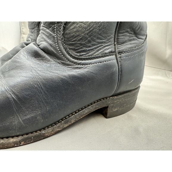 Vintage Justin L 3057 Women's Navy Leather Roper Cowboy Boots Size 6B - Picture 6 of 9